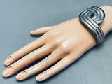 Swirling Wide Vintage Sterling Silver Southwest Bracelet-Nativo Arts