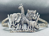 Jungle Animals Vintage Sterling Silver Bracelet Cuff-Nativo Arts