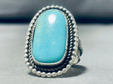 Striking Native American Navajo Signed Blue Gem Turquoise Sterling Silver Huge Ring-Nativo Arts