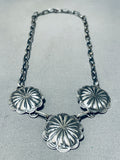 Rare Vintage Native American Navajo Sterling Silver Squash Blossom Necklace-Nativo Arts