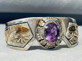 One Of The Best Ever Vintage Native American Navajo Amethyst Sterling Silver Gold Bracelet-Nativo Arts