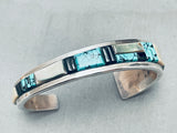 Native American 6.5 Inch Wrist Vintage Charles Bowie Inlay Turquoise Sterling Silver Bracelet-Nativo Arts