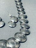 Gorgeous!! Vintage Native American Navajo Sterling Silver Flat Bead Necklace-Nativo Arts