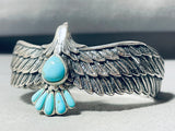 Native American Highly Detailed Southwest Eagle Vintage Sterling Silver Turquoise Bracelet-Nativo Arts