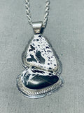 Extraordinary Native American Navajo White Buffalo Sterling Silver Necklace-Nativo Arts