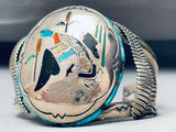 6.5 Inch Wrist Vintage Native American Navajo Charlie Bowie Sterling Silver Turquoise Bracelet-Nativo Arts