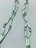 Superior Vintage Native American Navajo Tubed Green Turquoise Sterling Silver Necklace-Nativo Arts