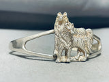 Best Friends Wolves Vintage Sterling Silver Bracelet Cuff-Nativo Arts
