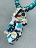 Captivating Vintage Native American Zuni Turquoise Sterling Silver Kachina Necklace Signed-Nativo Arts