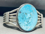 Majestic Vintage Signed Native American Navajo Blue Diamond Turquoise Sterling Silver Bracelet-Nativo Arts