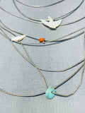 Rare Vintage Native American Zuni Turquoise Coral Mop Bird Fetish 8 Strands Silver Necklace-Nativo Arts