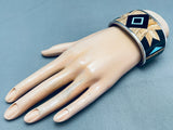 6.5 Inch Wrist Best Wood Inlay Vintage Native American Navajo Turquoise Sterling Silver Bracelet-Nativo Arts