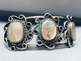 Gorgeous Vintage Native American Navajo Sterling Silver Abalone Bracelet Cuff Old-Nativo Arts