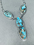 Beautiful Native American Navajo Bisbee Turquoise Sterling Silver Necklace-Nativo Arts