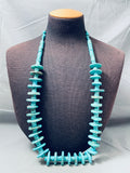 222 Grams Heavy Turquoise Disc Vintage Native American Navajo Heishi Necklace