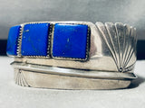 One Of The Coolest Ever Vintage Native American Navajo Lapis Sterling Silver Bracelet-Nativo Arts