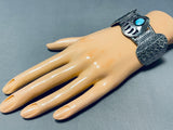 The Most Unique Vintage Native American Navajo Bearpaw Turquoise Sterling Silver Bracelet-Nativo Arts
