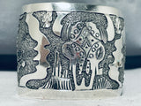 Astounding Native American Navajo Signed Wide Sterling Silver Bracelet-Nativo Arts