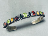 Signed Native American Navajo Amethyst Peridot Garnet Sterling Silver Bracelet-Nativo Arts
