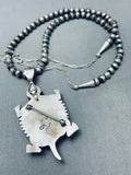 Important Vintage Native American Navajo Toad Sterling Silver Turquoise Necklace-Nativo Arts