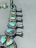 Gasp! Vintage Native American Navajo Royston Turquoise Sterling Silver Squash Blossom Necklace-Nativo Arts