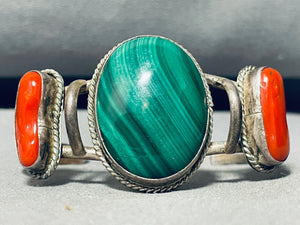 Vintage Sterling Silver Malachite Bracelet on sale .