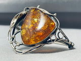 Ancient Tree Sap Chunky Vintage Native American Navajo Sterling Silver Bracelet-Nativo Arts