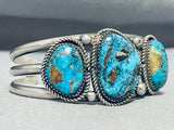 Incomparable Vintage Native American Navajo Smoky Bisbee Turquoise Sterling Silver Bracelet-Nativo Arts