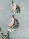 Dropdead Gorgeous Vintage Native American Navajo Pink Shell Sterling Silver Necklace-Nativo Arts