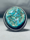 Magnificent Vintage Native American Navajo Signed Blue Gem Turquoise Sterling Silver Ring-Nativo Arts