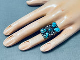 One Of The Best Vintage Native American Navajo Teardrop Turquoise Sterling Silver Ring-Nativo Arts