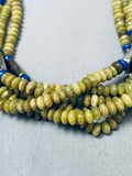 One Of The Best Ever Vintage Native American Navajo Serpentine Lapis Sterling Silver Necklace