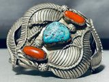 Spencer Family Vintage Native American Navajo Leaves Turquoise Sterling Silver Bracelet-Nativo Arts