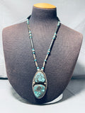 Woah! Vintage Native American Navajo Spiderweb Turquoise Sterling Silver Necklace Old-Nativo Arts