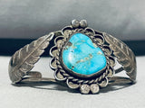 Gorgeous Vintage Native American Navajo Blue Gem Turquoise Sterling Silver Bracelet-Nativo Arts
