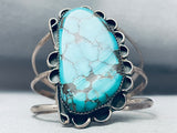 Towering Vintage Native American Navajo Spiderweb Turquoise Sterling Silver Bracelet