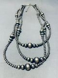 Dropdead Gorgy!! Vintage Native American Navajo Sterling Silver Bead Necklace-Nativo Arts
