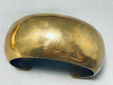 Important Vintage Native American Navajo Orville Tsinnie Brass Hand Tooled Bracelet-Nativo Arts