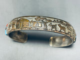 Art In The Details!! Vintage Native American Navajo Turquoise Inlay Sterling Silver Bracelet-Nativo Arts