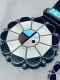 Tom Henry Vintage Native American Navajo Turquoise Inlay Sterling Silver Concho Belt