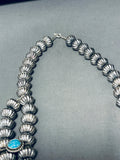 357 Grams!!!! Native American Navajo Turquoise Sterling Silver Squash Blossom Necklace-Nativo Arts