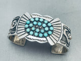 The Most Unique Buckle Bracelet! Vintage Native American Navajo Turquoise Sterling Silver-Nativo Arts