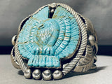 Huge Hand Carved Eagle Turquoise Sterling Silver Bracelet-Nativo Arts