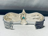Native American Highly Detailed Southwest Eagle Vintage Sterling Silver Turquoise Bracelet-Nativo Arts
