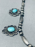 Exceptional Vintage Native American Navajo Bisbee+ Turquoise Sterling Silver Necklace-Nativo Arts
