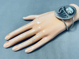 Old Vintage Native American Navajo Spiderweb Turquoise Sterling Silver Paw Bracelet-Nativo Arts