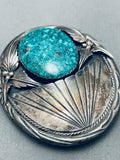 Very Rare Blue Bird Turquoise Vintage Native American Navajo Sterling Silver Buckle Old-Nativo Arts