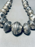 519 Grams!!!!!!! Vintage Native American Navajo Coin Silver Heavy Pearl Necklace- Wow!-Nativo Arts