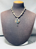 Cross And Cones Vintage Native American Navajo Turquoise Sterling Silver Necklace Old-Nativo Arts