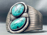 Jefferson Signed Vintage Native American Navajo Robin's Egg Turquoise Sterling Silver Bracelet
